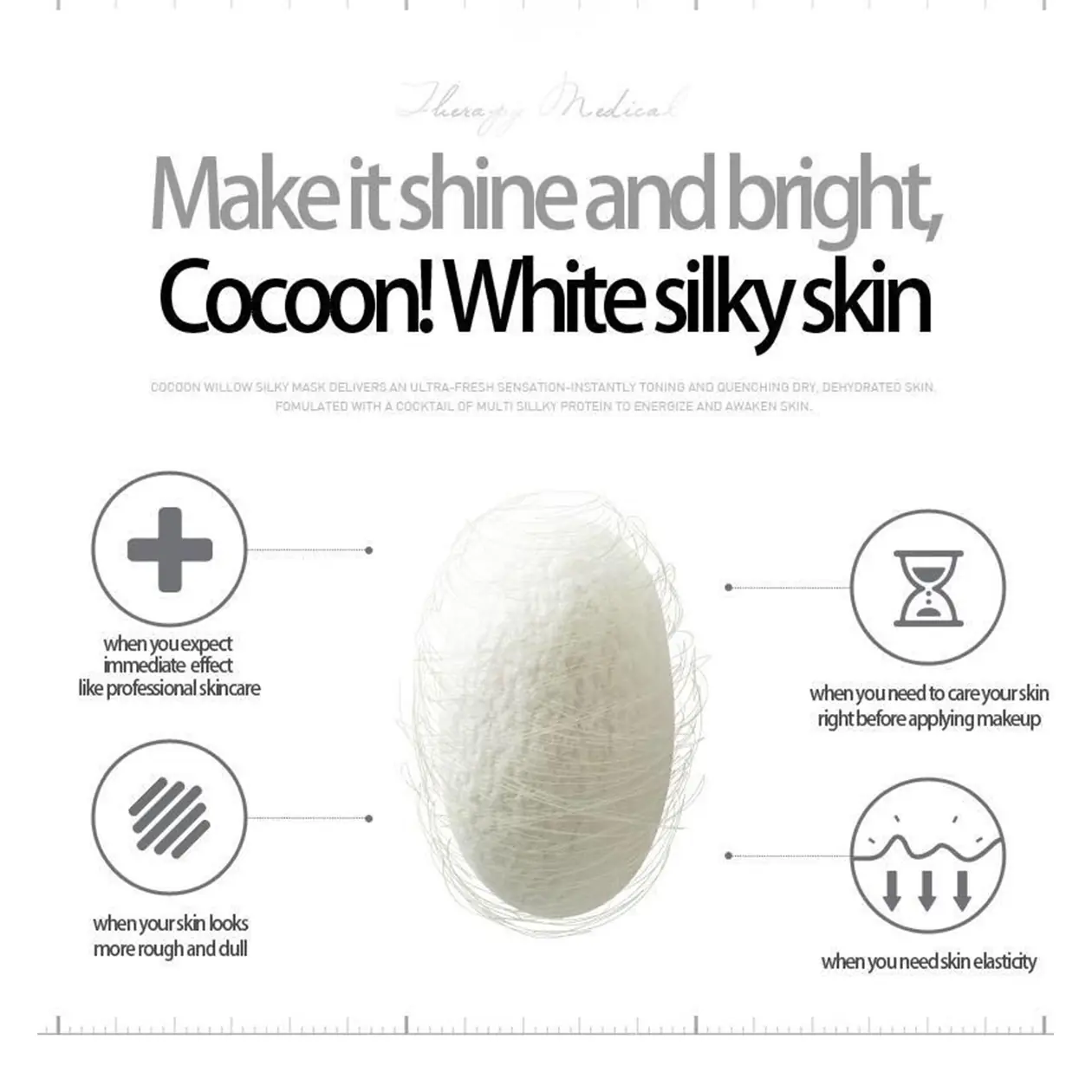 Masque Golden Cocoon JM Solution - Effet Luminosité & Hydratation - 45g X 10 Masques - Coréen