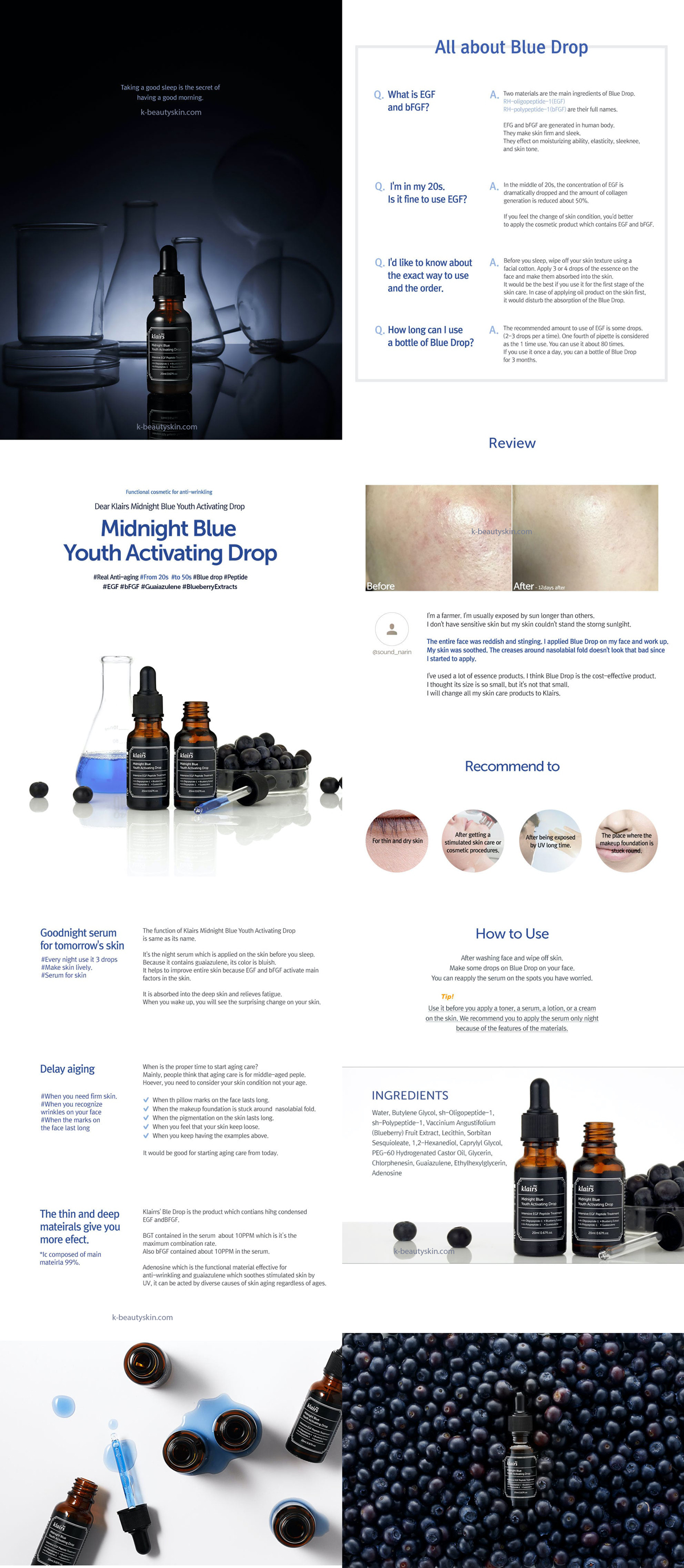 Klairs Midnight Blue Youth Activating Drop 20ml - Improve Appearance of Fine Lines & Wrinkles