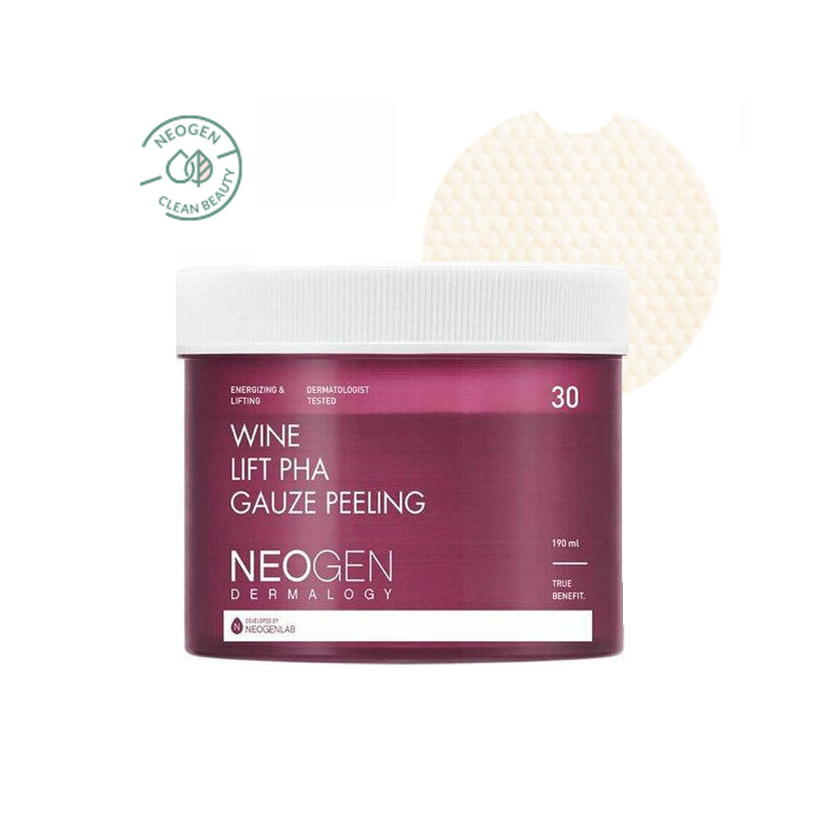 NEOGEN Dermalogy Wine Lift PHA Gauze Peeling 190ml (30pcs)