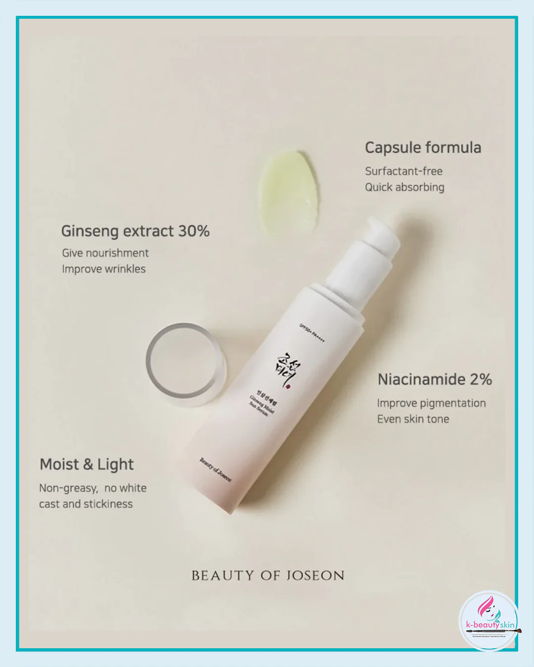 BEAUTY OF JOSEON Ginseng Moist Sun Serum 50ml SPF50+ PA++++ - Image 4