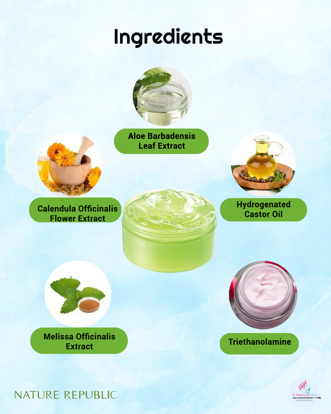 NATURE REPUBLIC Aloe Vera 92% Soothing Gel 300ml  Hydrating &  Multi-Purpose Care