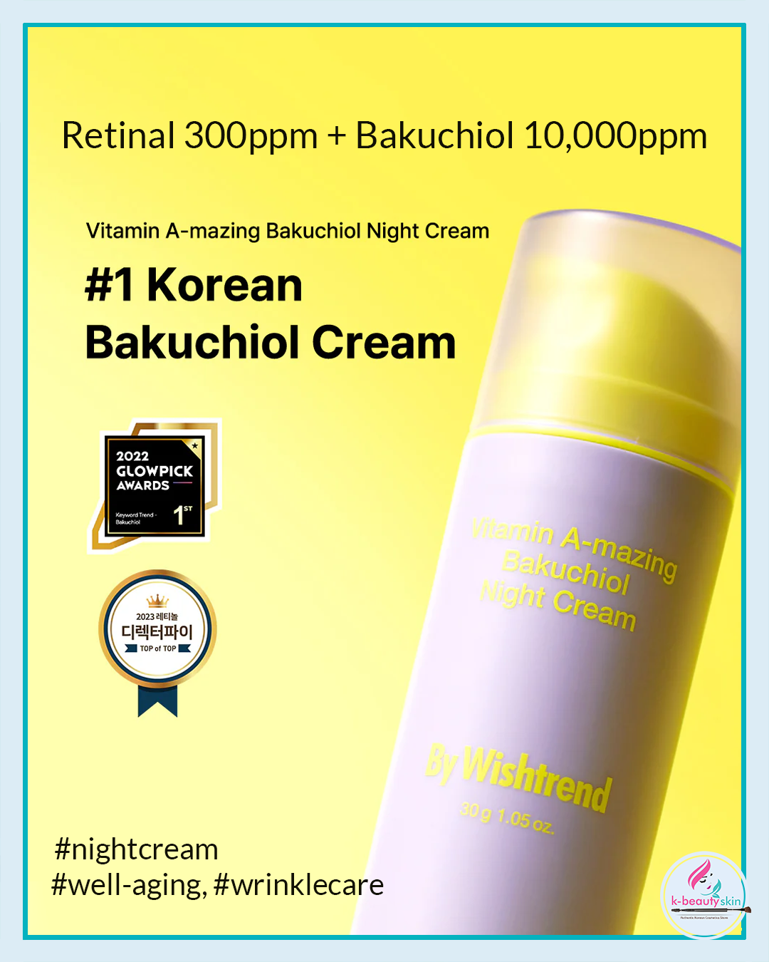 Contains bakuchiol, a natural alternative to retinol, for anti-aging benefits- BY WISHTREND Vitamin A-mazing Bakuchiol Night Cream 30g