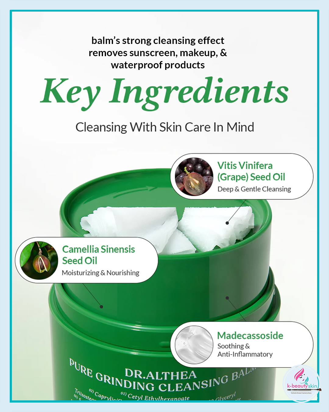 Camellia Sinensis Seed Oil and Grape Seed Oil, it deeply nourishes while maintaining your skin’s natural moisture.