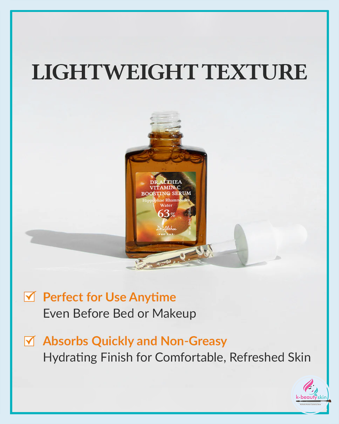 Brightening Power: Enriched with 63% Hippophae Rhamnoides Water to reduce dark spots and brighten skin tone.