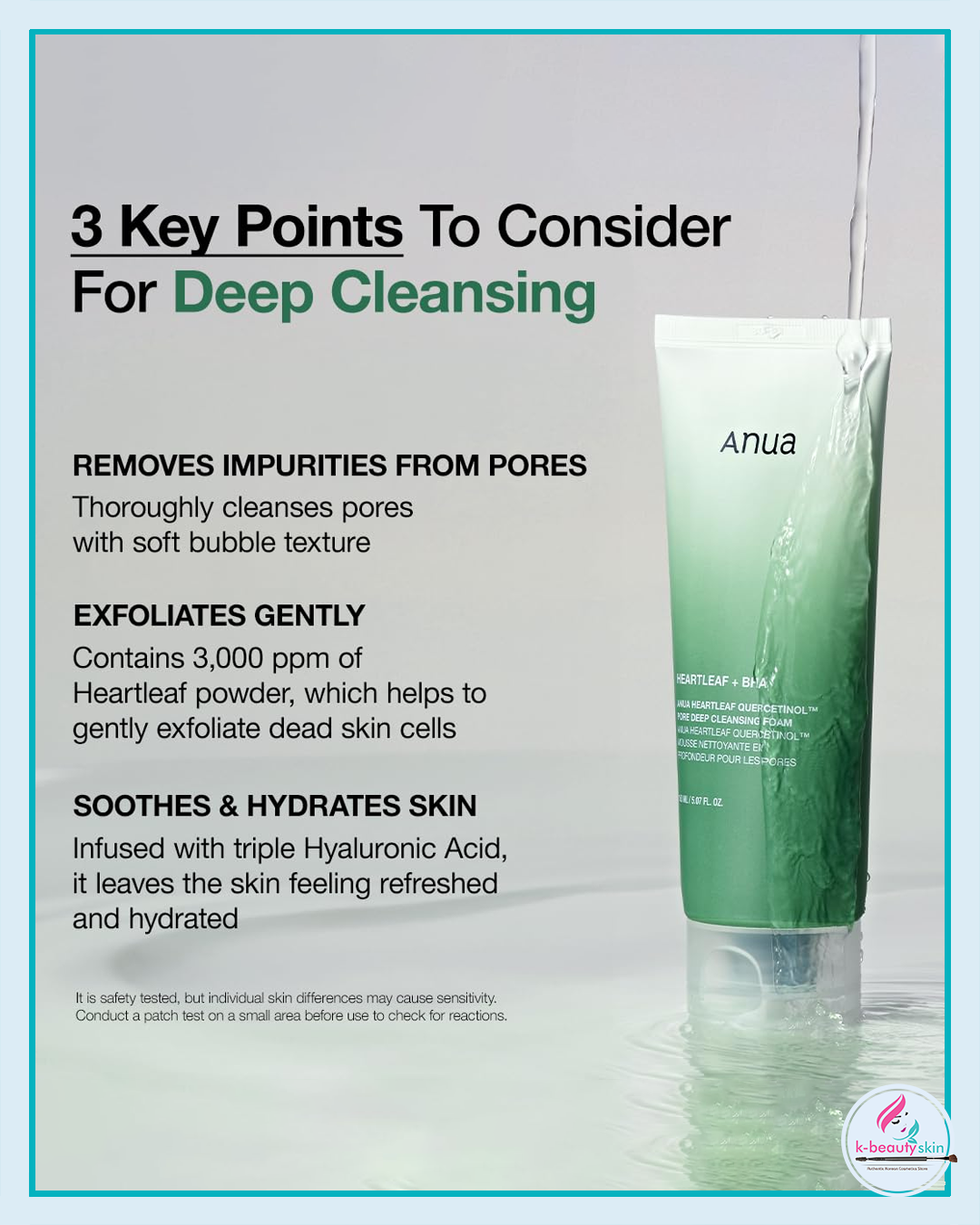 Gentle Cleanse. Hydrating Finish. Creates a light foam infused with Heartleaf extract, making it suitable for normal skin.