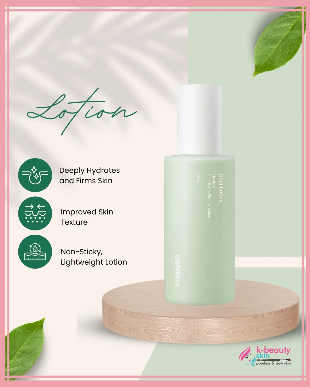Celimax Noni Hydra Firming Lotion Korean Skincare for Anti-Aging, Hydration & Skin Tightening