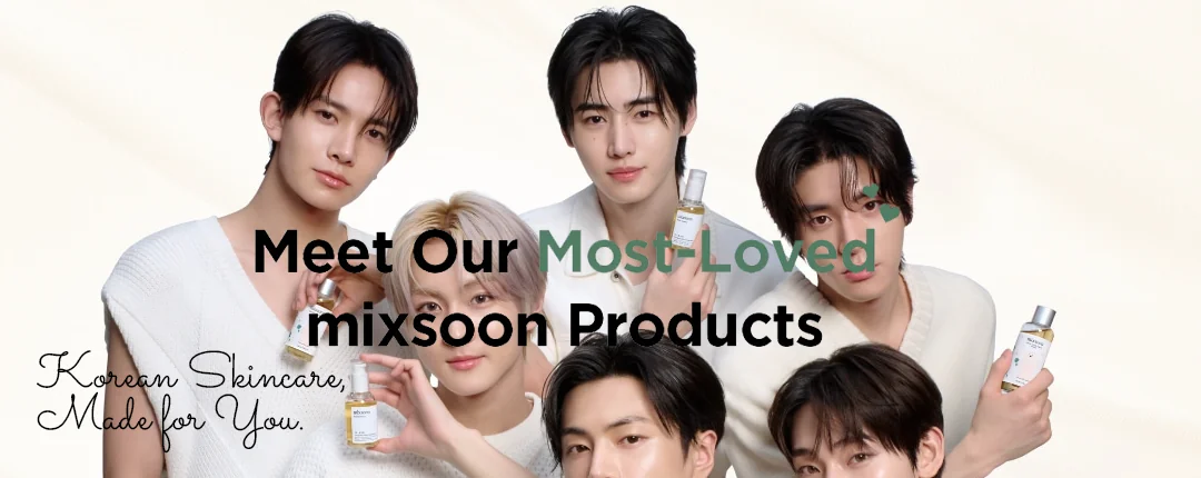 Mixsoon Korean skincare banner - Premium clean beauty brand promoting natural, organic, and minimalist skincare for radiant and sensitive skin