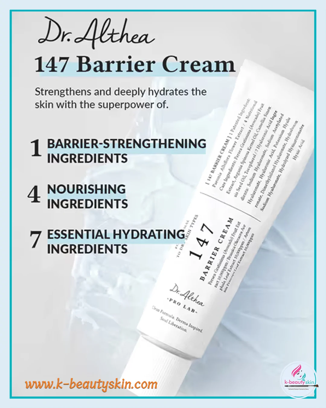 Dr.Althea 147 Relief Cream 50ml tube for soothing and barrier-repair skincare