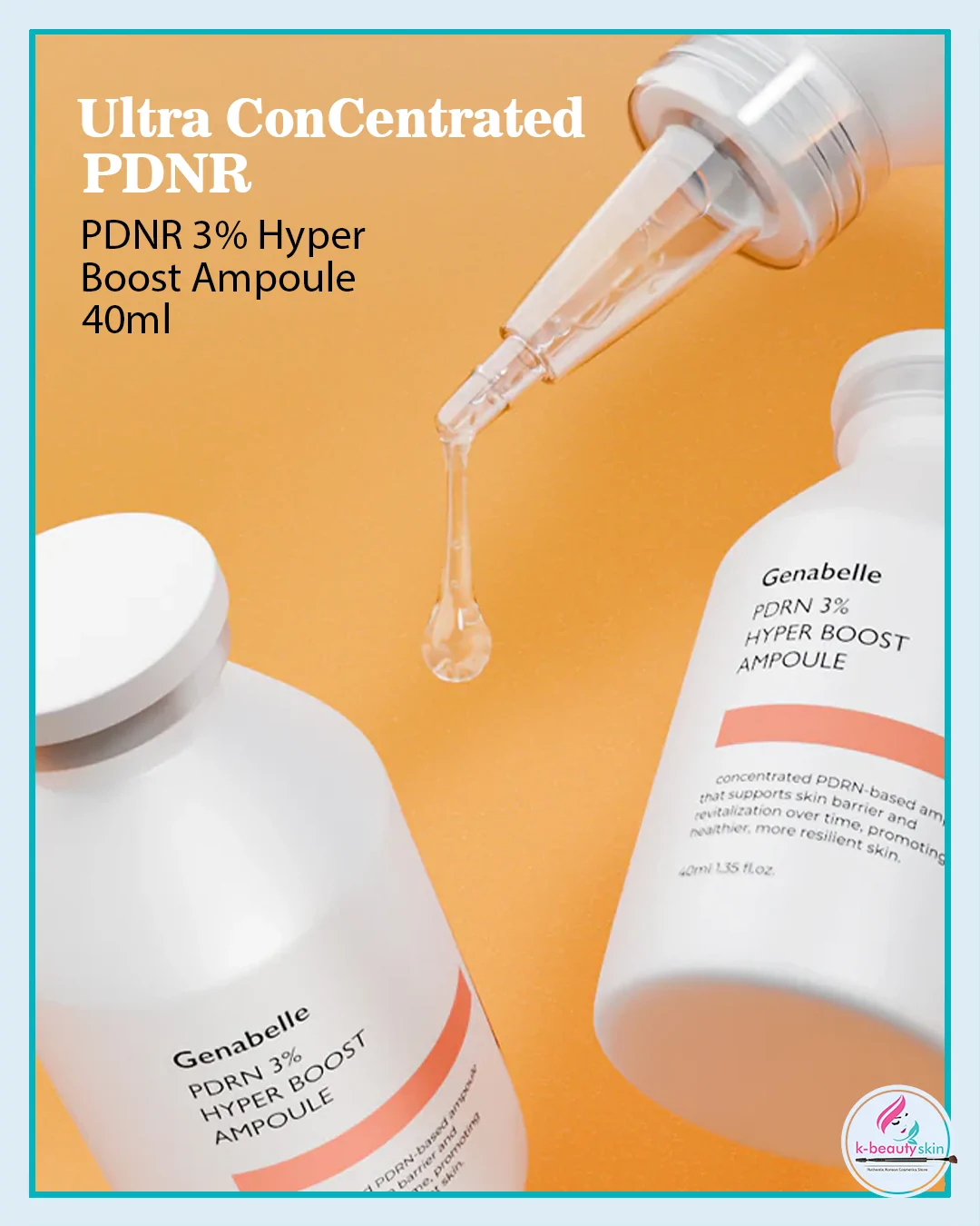 Genabelle PDRN 3% Hyper Boost Ampoule 40ml for skin regeneration, hydration, and elasticity improvement