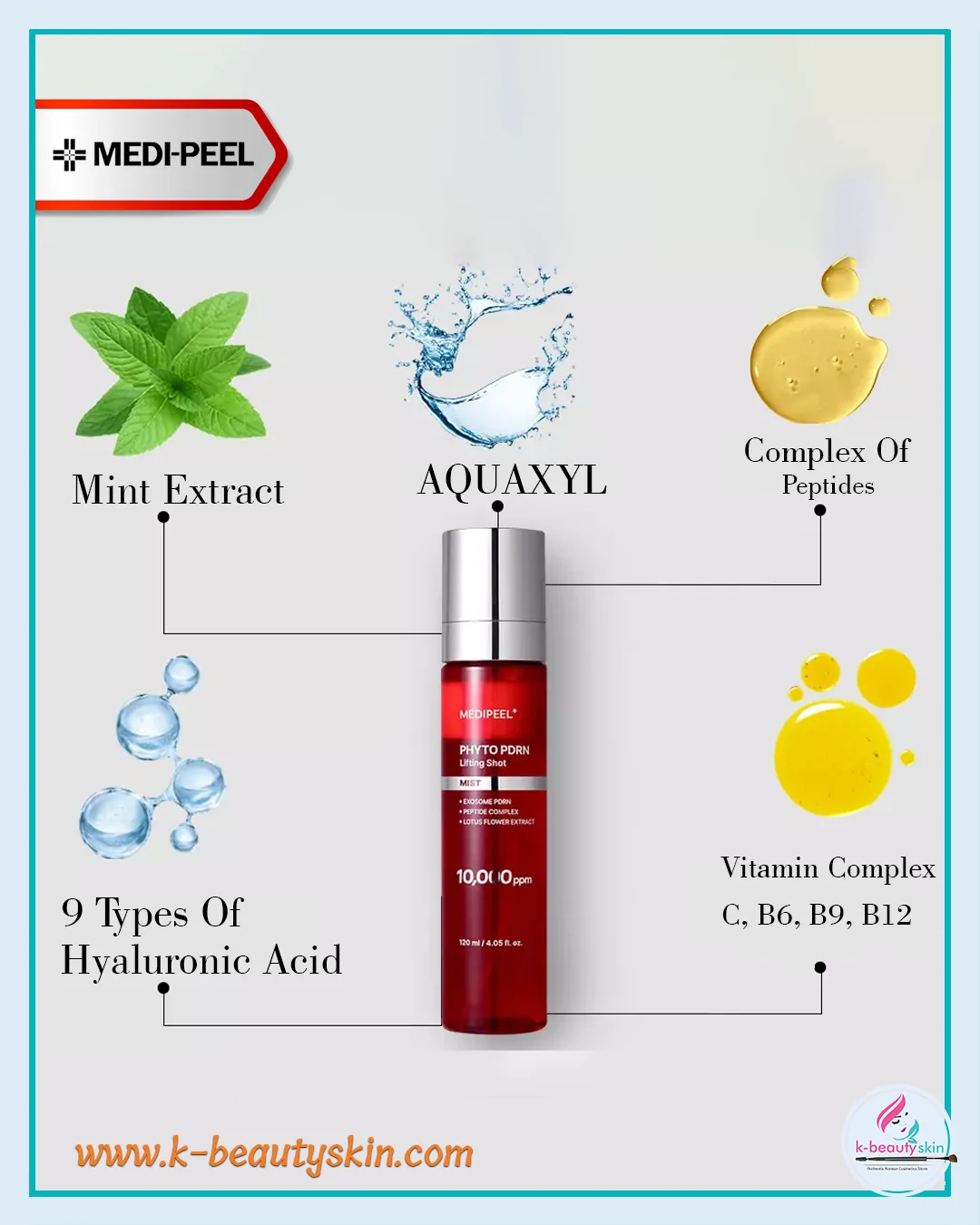 MEDI-PEEL Phyto Exosome PDRN Lifting Shot Mist 120ml bottle for firming and rejuvenating facial mist