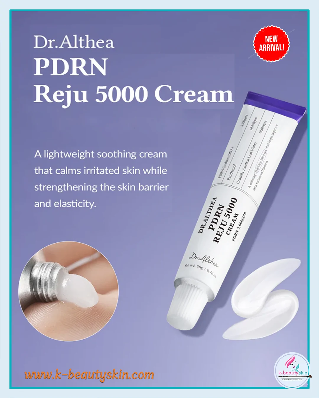 Dr.Althea PDRN Reju 5000 Cream 20g jar for intensive skin repair and rejuvenation