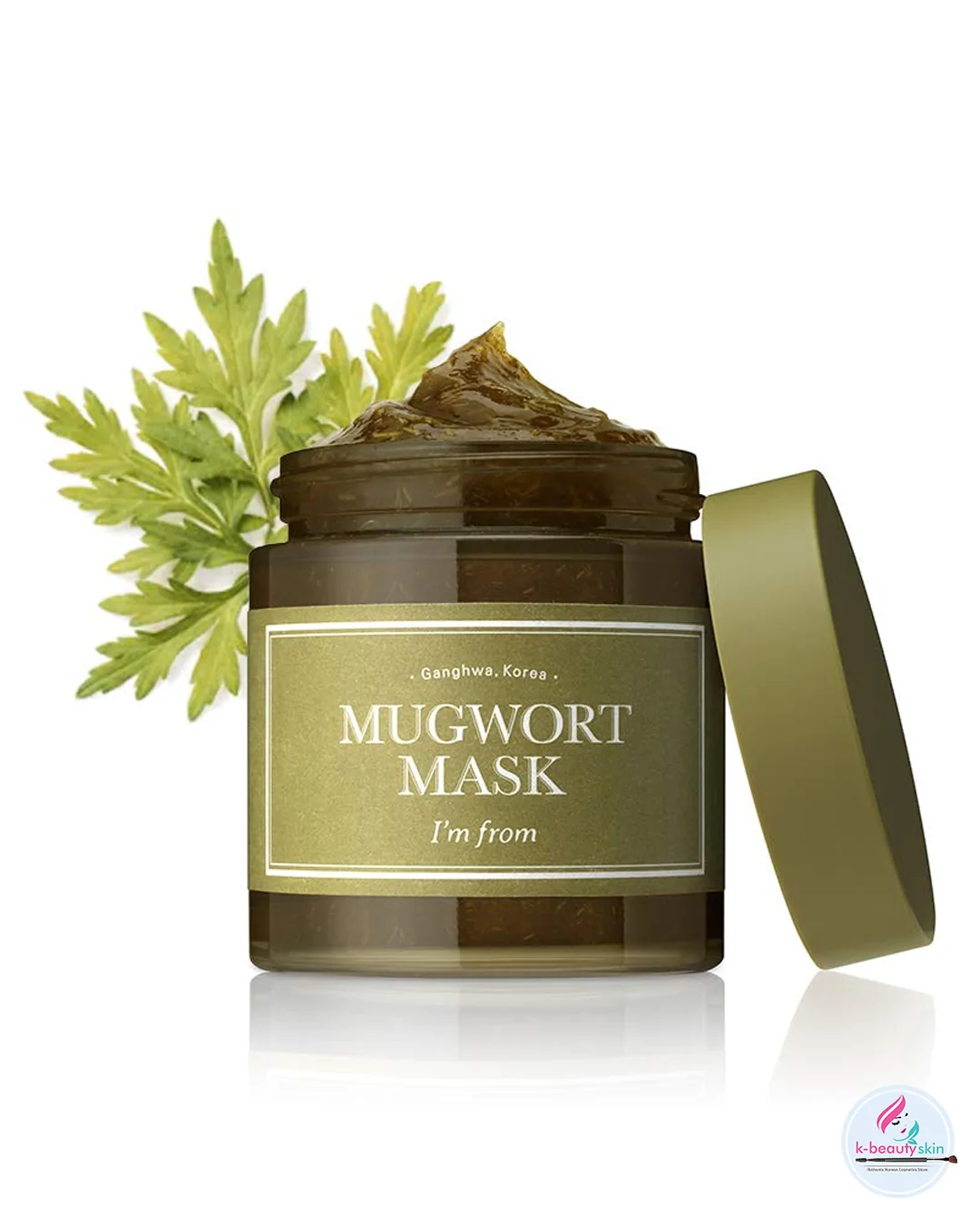 I'm from Mugwort Mask 110g jar with creamy green texture for soothing sensitive skin